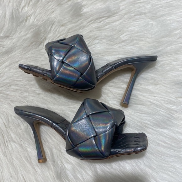 New Bottega Veneta Lido woven high‎ heel slide sandal size 37EU - Picture 5 of 15